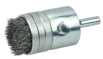 Weiler Steel Cup Brush - Unthreaded Stem Attachment - 1 in Diameter - 0.010 in Bristle Diameter - 11105