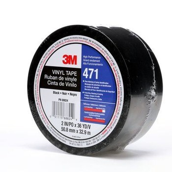 3M 471 IW Black Marking Tape - 2 in Width x 36 yd Length - 5.2 mil Thick - 68824