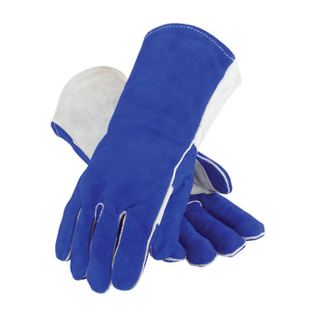 PIP 73-7250 Blue/Gray Large Split Cowhide Welding Glove - Wing Thumb - 13.5 in Length