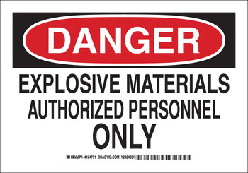 Picture of Brady B-401 Polystyrene Rectangle White English Explosives Warning Sign part number 124750 (Main product image)