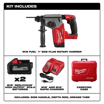 Milwaukee M18 FUEL SDS-Plus Rotary Hammer Kit 2912-22, lb, M18