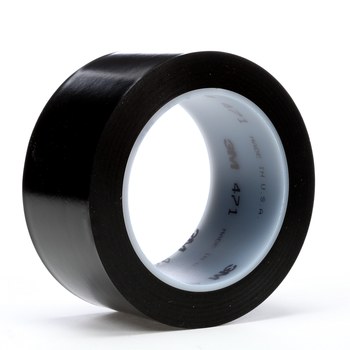 3M 471 Black Marking Tape - 2 in Width x 36 yd Length - 5.2 mil Thick - 04306