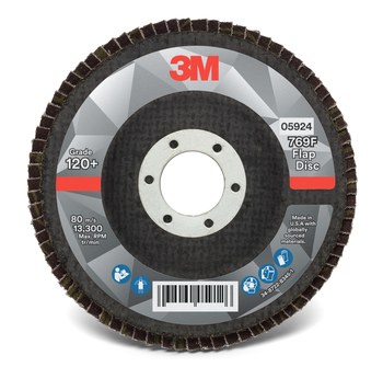 3M 769F Type 27 Flap Disc 05924 - Ceramic Precision-Shaped Grain - 4 1/2 in - 120+ - Fine