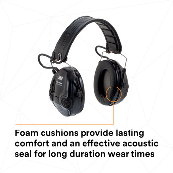 3M Peltor Tactical Sport MT16H210F-479-SV Black Listen-Only Headset - Battery Powered - 20 dB NRR - 318640-04528