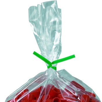 Green Plastic Twist Ties - 0.1875 in x 12 in - 6853