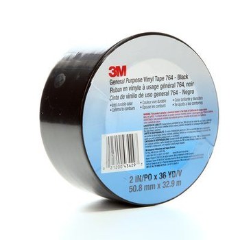 3M 764 Black Marking Tape - 2 in Width x 36 yd Length - 5 mil Thick - 43429