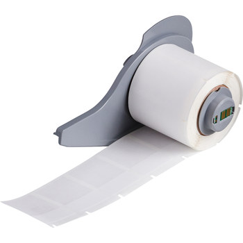 Picture of Brady Clear / White Self-Extinguishing, Self-Laminating Vinyl Thermal Transfer M71-31-427 Die-Cut Thermal Transfer Printer Label Roll (Main product image)