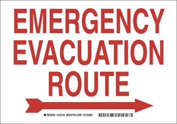 Picture of Brady B-401 High Impact Polystyrene Rectangle White English Evacuation Route Sign part number 132160 (Main product image)