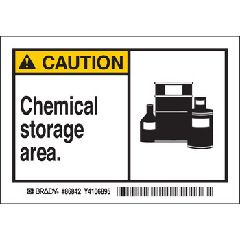 Picture of Brady Black / Yellow on White Rectangle Laminated Polyester 86842 Hazardous Material Label (Main product image)