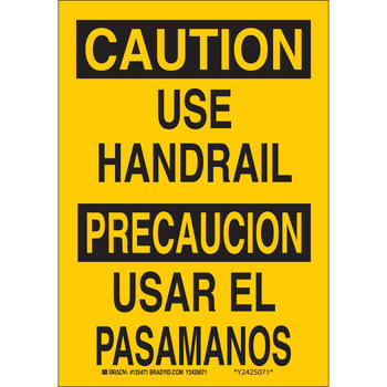 Picture of Brady B-555 Aluminum Rectangle Yellow English / Spanish Safety Awareness Sign part number 125472 (Main product image)