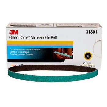 3M GreenCorps File Belt 31801 - 1/2 in x 18 in - Aluminum Oxide - 36 - Extra Coarse
