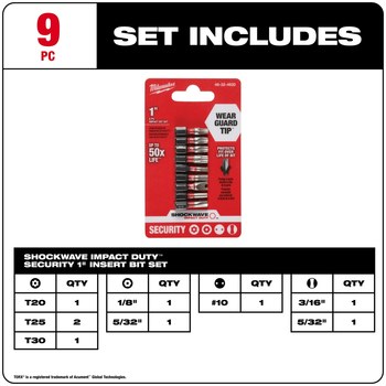 Milwaukee SHOCKWAVE Impact Duty Hex Insert Bit Set 48-32-4620 - Alloy Steel - 1 in Length - 51142