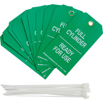 Picture of Brady White on Green Metal Grommet, Self-Laminating Polyester Cylinder Status 17926 Cylinder Status Tag (Main product image)