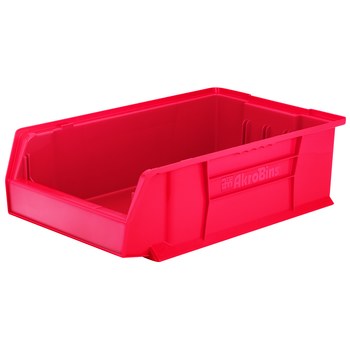 Picture of Akro-Mils 30280 Akrobin 200 lb Red Industrial Grade Polymer Stacking Storage Bin (Main product image)