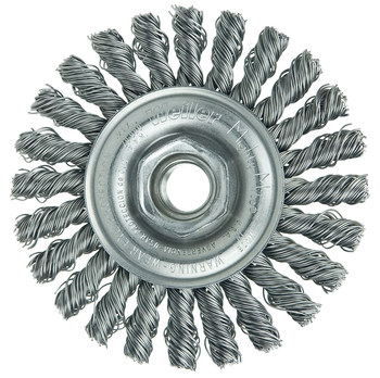Weiler 13266 Wheel Brush - 4 in Dia - Knotted - Cable Twist Steel Bristle