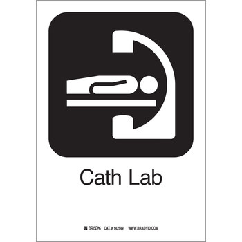 Picture of Brady B-555 Aluminum Rectangle White English Cath Lab Sign part number 142441 (Main product image)