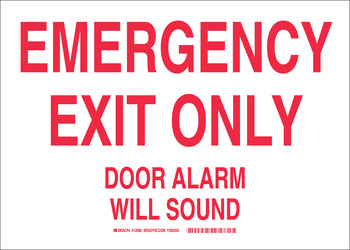 Picture of Brady B-946 Vinyl Rectangle White English Emergency Exit Sign part number 12580 (Main product image)