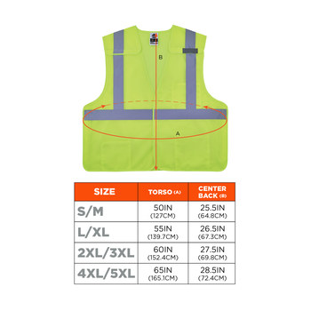 Ergodyne GloWear High-Visibility Vest 8217BA 21525 - Size Large/XL - Lime