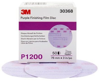 3M Hookit Coated A/O Aluminum Oxide AO Purple Hook & Loop Film Disc - Film Backing - Film Weight - P1200 Grit - Super Fine - 3 in Diameter - 30368