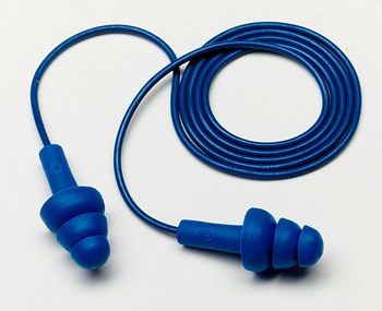 Picture of 3M E-A-R UltraFit 340-4017 Yellow Universal Elastomeric Polymer Reusable Corded Triple-Flange Ear Plugs (Main product image)