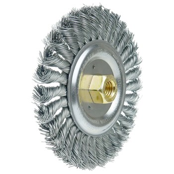 Weiler Dually 79804 Wheel Brush - 6 in Dia - Knotted - Stringer Bead Steel Bristle