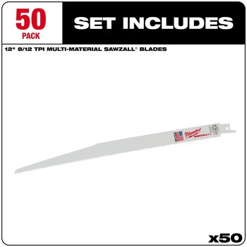 Milwaukee SAWZALL Reciprocating Saw Blade 48-01-6094 - 8/12 TPI - 0.75 in Width x 0.05 in Thick - Bi-Metal