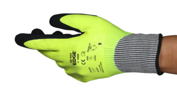 Ansell Edge 48969 Yellow and Black 11 HPPE, Spandex, Nylon, Steel fiber Cut-Resistant Gloves - ANSI A7 Cut Resistance - Nitrile Coating - 8.85 - 10.82 in Length - 48969110