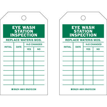 Picture of Brady Green on White Laminated, Metal Grommet, Write-On Polyester Eye Wash 86619 Eye Wash Tag (Main product image)