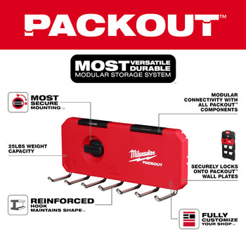 Milwaukee PACKOUT 7-Hook Row 48-22-8329 - Polymer/Steel