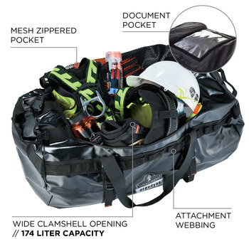Ergodyne Arsenal GB5030L Black Polyester Protective Duffel Bag - 19 in Width - 32 in Length - 19 in Height - 720476-13034