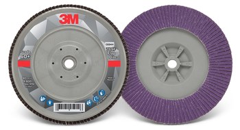 3M 769F Coated Type 29 Aluminum Oxide/Ceramic PSG Purple Flap Disc - 60+ Grit - Medium - 7 in Diameter - 05944