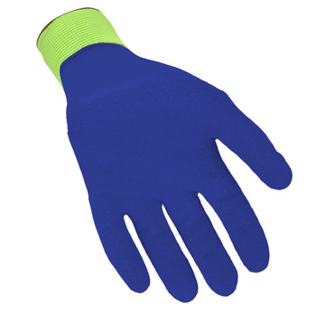 Valeo V860 Green/Blue Large Cotton/Polyester Work Gloves - Latex Palm & Fingers Coating - VI9625XL