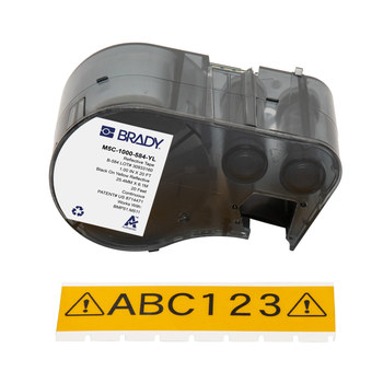 Picture of Brady Black on Yellow Retroreflective Plastic Thermal Transfer M5C-1000-584-YL Retro Reflective All-Weather Labels (Main product image)
