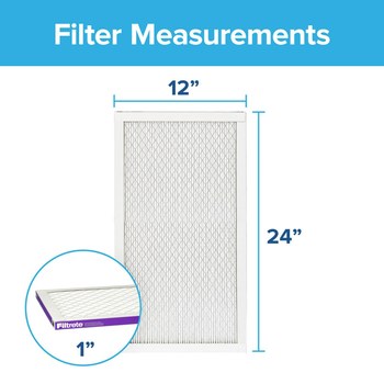 3M Filtrete Allergen, Bacteria & Virus 12 in x 24 in x 1 in 2020-4 MERV 12, 1500 MPR Air Filter - 02020