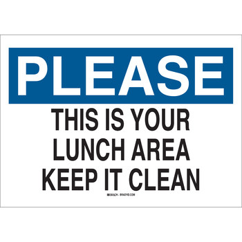 Picture of Brady B-120 Fiberglass Reinforced Polyester White English Keep Clean Sign part number 78227 (Main product image)
