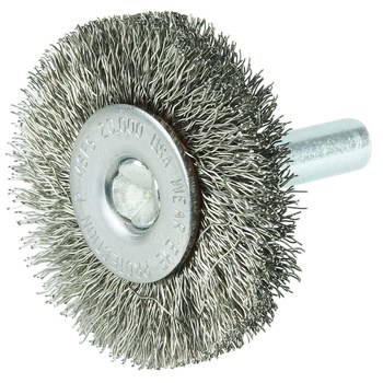 Weiler Stainless Steel Radial Bristle Brush - 1-1/2 in Outside Diameter - 0.006 in Bristle Diameter - 17971