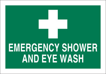 Picture of Brady B-120 Fiberglass Reinforced Polyester Rectangle Green English Eyewash & Shower Sign part number 87662 (Main product image)