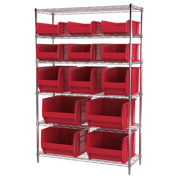 Akro-Mils Akrobin 2000 lb Adjustable Blue Chrome Steel Open Adjustable Fixed Shelving System - 3 Bins, 4 Bins - 2000 lb Total Capacity - AWS1848SAB BLUE [PRICE is per EACH]