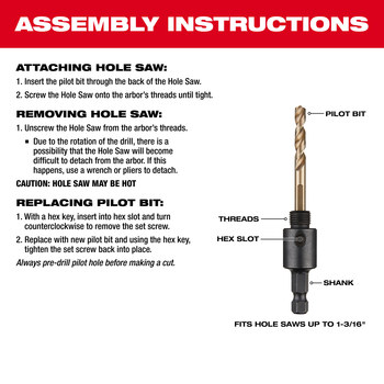 Milwaukee Small Thread Arbor 49-56-6950 - High Speed Steel