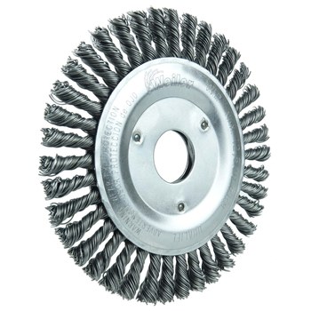 Weiler Roughneck 08750 Wheel Brush - 5 in Dia - Knotted - Stringer Bead Steel Bristle