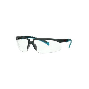 3M Solus 2000 Series Safety Glasses S2001SGAF-BGR - Scotchgard Anti-Fog Clear Lens - Gray/Teal Ratcheting Temples