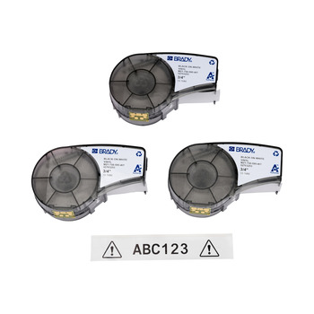 Brady M21-750-595-WT-3PK Printer Label Cartridge - 0.75 in x 21 ft - Vinyl - Black on white - B-595 - 64341