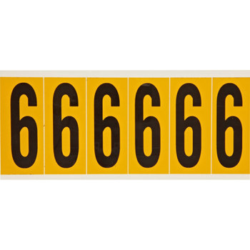 Picture of Brady 15 Series Black on Yellow Indoor / Outdoor Vinyl 15 Series 1550-6 Number Label (Main product image)