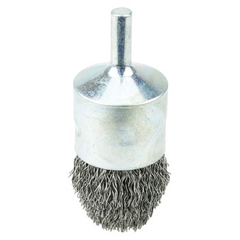 Weiler Stainless Steel Cup Brush - Shank Attachment - 1.2 in Width x 1.2 in Length - 1 in1 in Diameter - 1 in Outside Diameter - 0.014 in Bristle Diameter - Brush Style: Controlled Flare - 10322