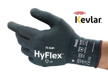 Ansell HyFlex 11-541 Grey 8 Cut-Resistant Glove - ANSI A4 Cut Resistance - Nitrile Palm Coating - 11-541/8