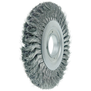 Weiler 09410 Wheel Brush - 8 in Dia - Knotted - Standard Twist Steel Bristle