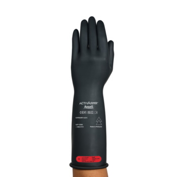 Ansell ActivArmr Rig R014BUL Black 9 Electrical Insulated Gloves - Latex Coating - 14 in Length - RIG014BUL090