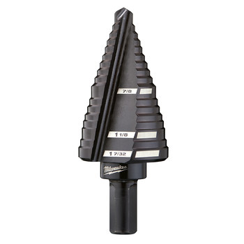 Milwaukee 7/8 - 1 7/32 in Step Drill Bit 48-89-9211 - 6.0 in Overall Length - 1/2 in Flute - Black Oxide