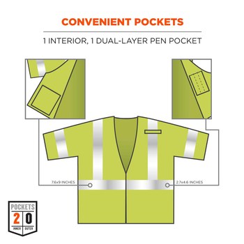 Ergodyne Glowear High-Visibility Vest 8356FRHL 22215 - Size Large/XL - High-Visibility Lime