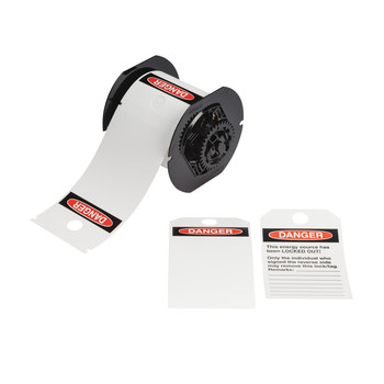 Picture of Brady Red on White Outdoor Polyester Thermal Transfer B30-255-851-OSHADF Pre-sized Tags for Printers (Main product image)